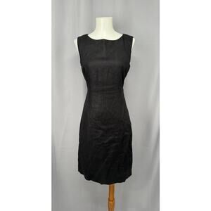 Talbots Dress 6P Black Pure Irish Linen Sheath Sleeveless Lined LBD Whimsygoth